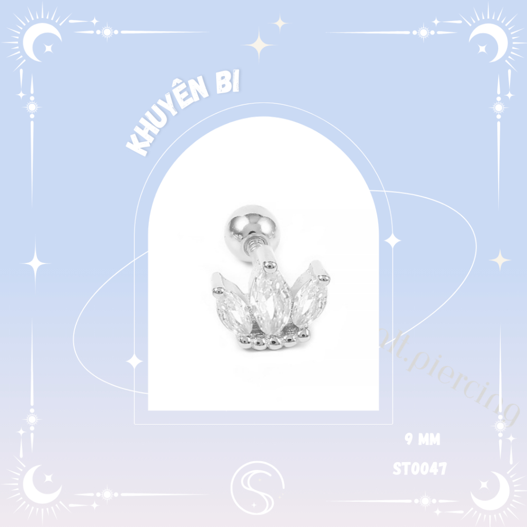 [1 chiếc] Khuyên tai/bông tai hình tạo hình vương miệng đính đá/ Upper Helix Earring 47