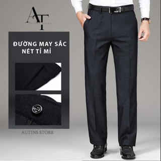 Quần âu nam AUTINS công sở ống suông đứng, quần tây nam trung niên cho Bố, vải chống nhăn có size lớn QRE