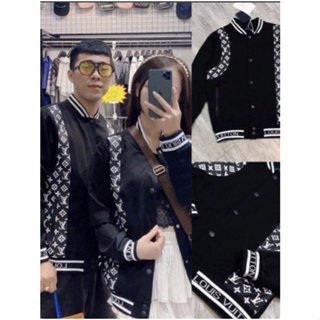 [Gía Rẻ Bất Ngờ] Áo Khoác Bomber Lv Nỉ Phối Cầu Vai Da Cực Đẹp Hot Trend