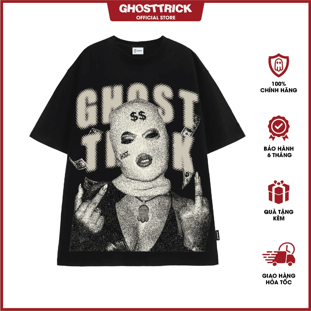 Áo thun local brand GHOST TRICK Hustler nam nữ màu đen - Hàng chính hãng