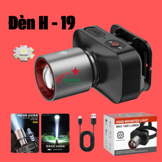 Đèn Pin Đội Đầu Zoom Xa Gần H19 Trang Bị 2 Pin 18650 Sáng Hệ Vô Cấp Tuỳ Ý Sạc Type-C