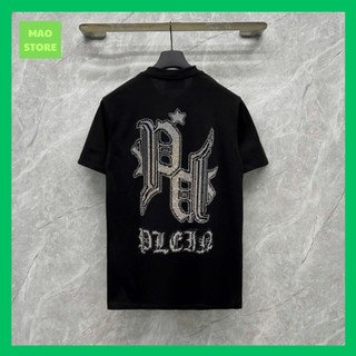  Áo Phông Nam Nữ Premium Cotton Philipp Plein Thêu Logo Đầu Lâu Ngực Phối Kim Tuyến Chữ Sau Lưng . Áo Cộc Tay Siêu Cấp G9 