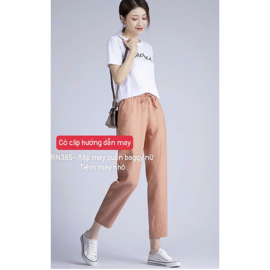 RN385_Rập giấy may quần baggy cạp chun nữ