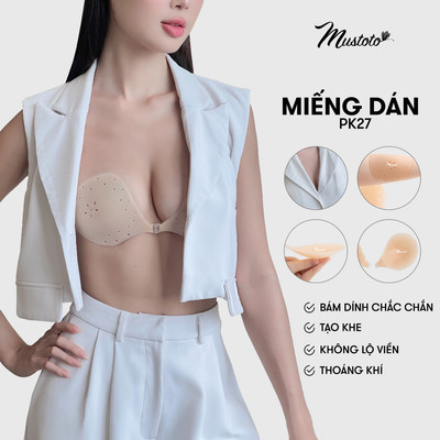 Áo Dán Ngực Mustoto Mỏng Thoáng Khí Cài Trước Tạo Khe Silicon (PK27)