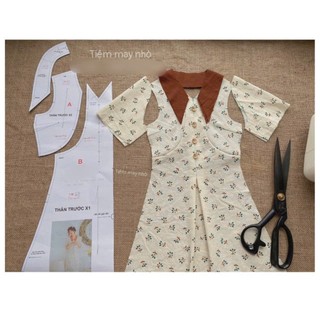 RN264_Rập giấy may đầm cổ sen nhọn nữ