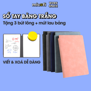 Sổ Tay Ghi Chép Micofi Bảng Viết Bút Lông, Sổ Viết Tay Phác Thảo Note Nháp Bìa Da Cứng A4 Bảng Trắng Kèm Bút Xoá Được