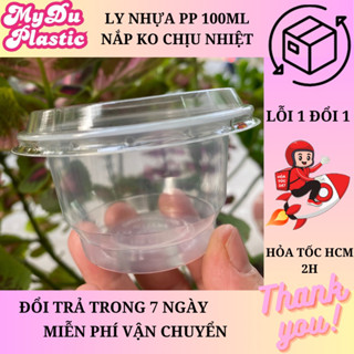 100 Ly Nhựa PP 100ml Chịu Nhiệt+ Nắp PET Ko Chịu Nhiệt Pudding, Panna Cotta