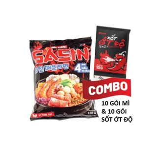  Com bo 10 gói mì cay sasin + 10 gói sốt ớt độ sasin 