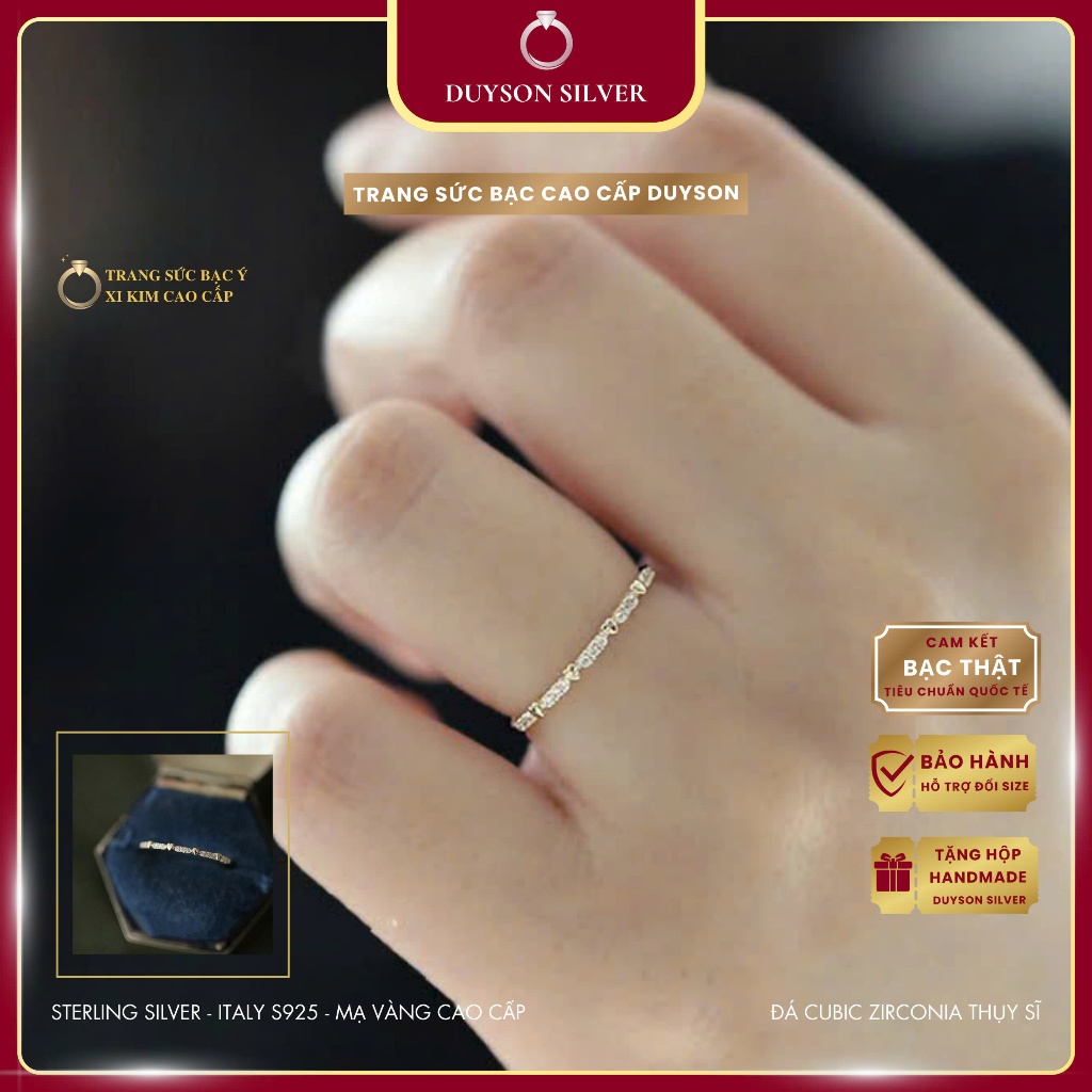 Nhẫn bạc Ý 925 mạ vàng 14K Duyson Silver, Nhẫn nữ hình trái tim đính đá LOVELY Spark  [NXK28]