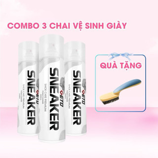 Combo 3 chai xịt tạo bọt, giặt khô vệ sinh giày Sneaker  cao cấp loại bỏ vết bẩn, khử mùi hôi