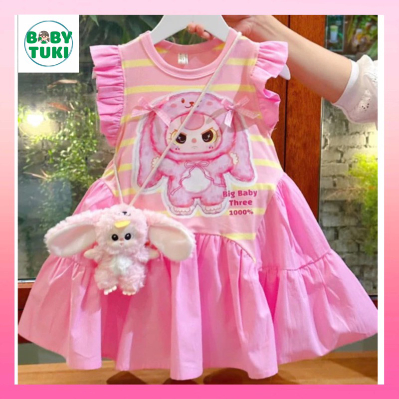 Váy bé gái sát nách hoạ tiết babythree, capabara, gấu dâu hot hit size 10-30kg, váy babythree cho bé gái