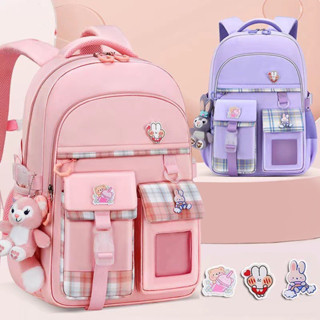 Balo đi học cho bé PTLUXURY chất liệu vải Oxford chống gù chống nước siêu nhẹ tặng kèm stiker và gấu bông