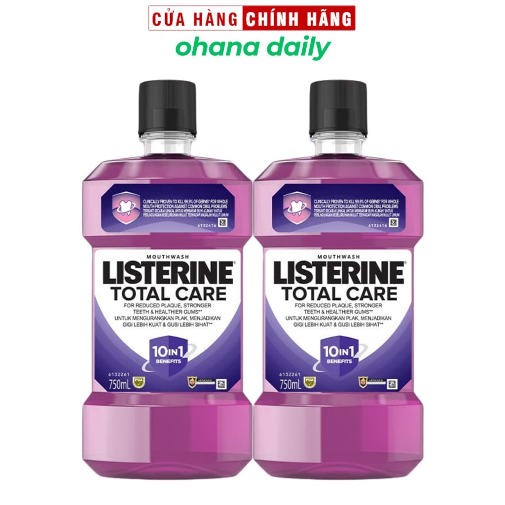 [10in1] Bộ 2 chai nước súc miệng chăm sóc toàn diện Listerine Total Care 10in1 Mouthwash 750ml