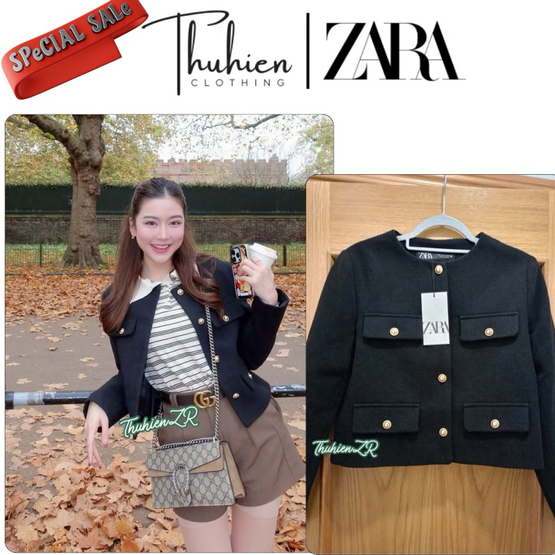 THUHIENZR(Sẵn XS) Áo blazer ZARA 3046/578; 3046/378 màu đen phong cách Oldmoney(kèm ảnh thật)