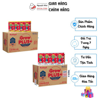 Thùng 48 Hộp 110ml Sữa bột pha sẵn Nutifood Grow Plus Đỏ Có Đường/ Ít Đường