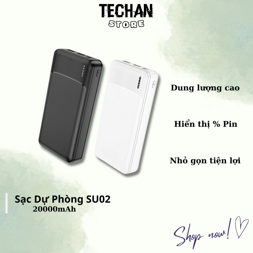 Pin Sạc Dự Phòng Hoco SU02 20000mAh, Đèn Báo Pin, 2 Cổng Ra, Tích Điện, Hỗ Trợ Sạc Nhiều Thiết Bị Cùng Lúc HKDOTI | BigBuy360 - bigbuy360.vn