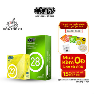 Combo bcs siêu mỏng CARE 22 và CARE 28 nhiều gel bôi trơn kéo dài thời gian - CARE 22 3c, CARE 28 3c