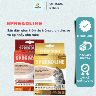 SPREADLINE VEMEDIM ( Hộp/ 3Tuyp ) - Nhỏ Gáy Ve Rận Mèo, Kiểm Soát Nội Ngoại Ký Sinh Trên Mèo
