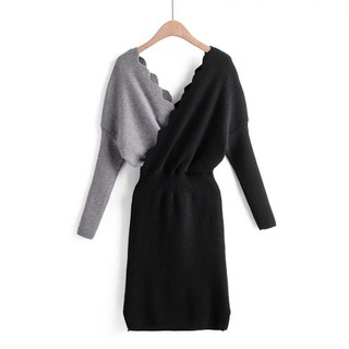 Váy (Đầm) len cổ tròn tay dài dáng xòe - Váy (Đầm) dáng xòe midi, dáng xòe maxi - 55Kg.Linh