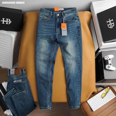 Quần jean basic slim Heboz D-109, quần dài nam trơn denim cao cấp - 00002520