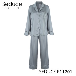 Bộ Đồ Ngủ Pijama Nữ Trơn Tay Dài Lụa Satin Seduce P11201