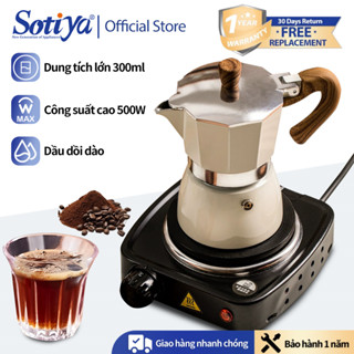 Combo Bình pha cà phê thẩm thấu ngược kiểu moka Ý 300ml và bếp điện mini không kén nồi