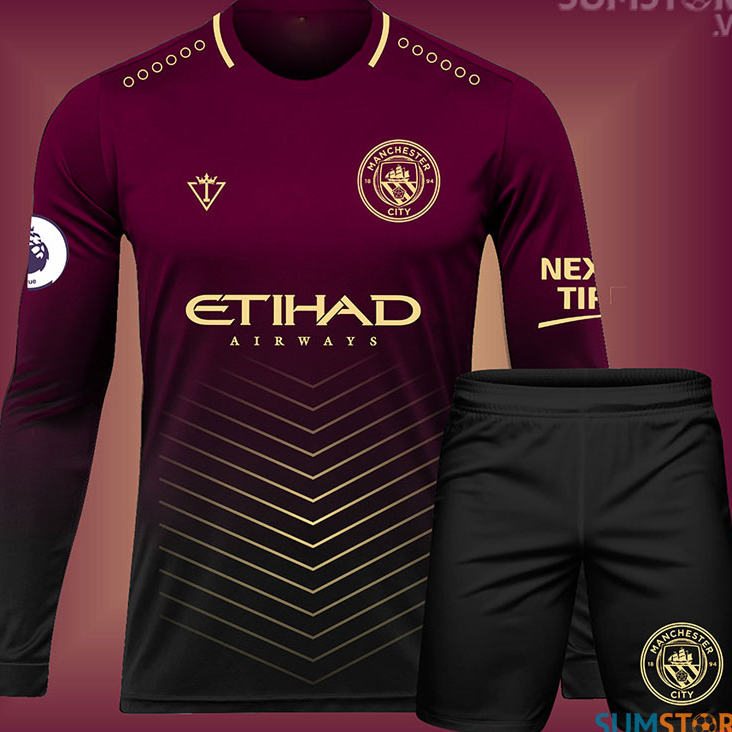 Quần Áo Đá Banh Nam Nữ Đồ Bộ Thể Thao Man-City Tím- Áo Bóng Đá Dài tay 2023