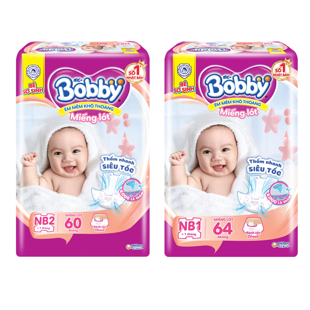 Miếng Lót Siêu Khô Thoáng Sơ Sinh BOBBY NB1/NB2