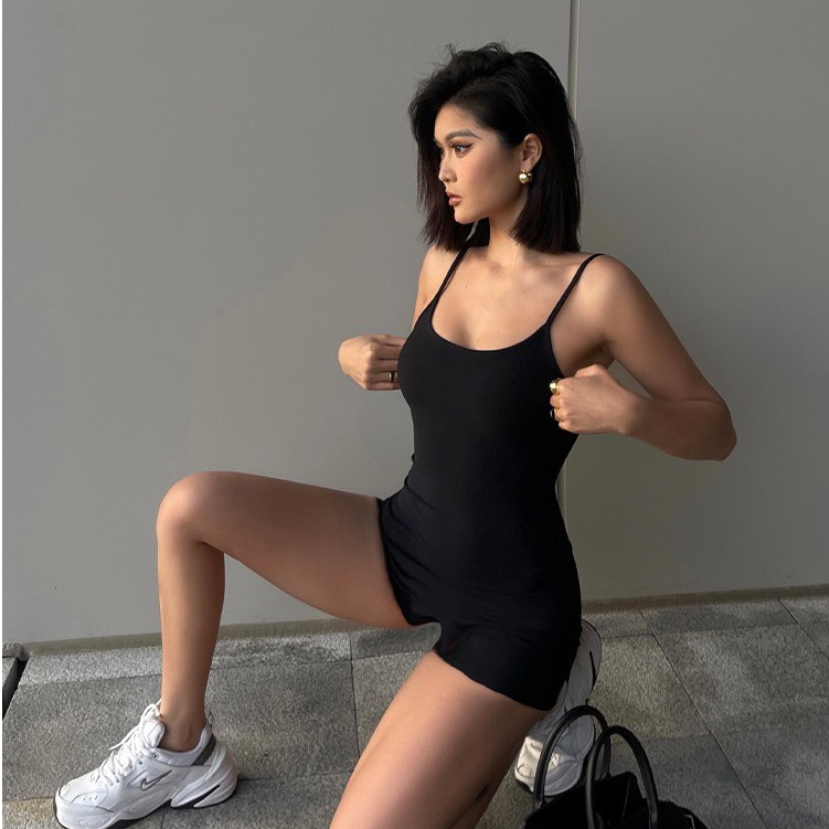 [ĐỒ BƠI LIỀN MẢNH] Bikini liền mảnh 2 DÂY FORM SHORT màu đen năng động | BigBuy360 - bigbuy360.vn