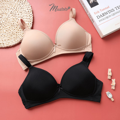 COMBO 2 Áo Lót Nữ Mustoto Trơn Mút Mỏng Không Gọng Thoải Mái Màu Đen, Da Đậm (MA22)