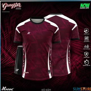 Bộ Áo Quần Đá Bóng Amac Gangster Đỏ Đậm - Đồ Thể Thao Thun Mè Caro