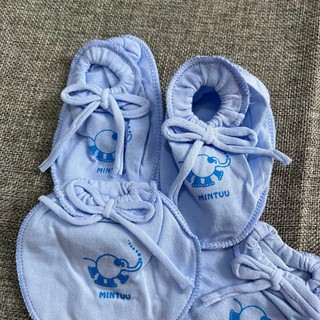 SALE LỖ Combo 5 Set Bao tay bao chân CỘT dây MÀU Mintu cho bé sơ sinh Mintuu