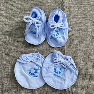 SALE LỖ Combo 5 Set Bao tay bao chân CỘT dây MÀU Mintu cho bé sơ sinh Mintuu