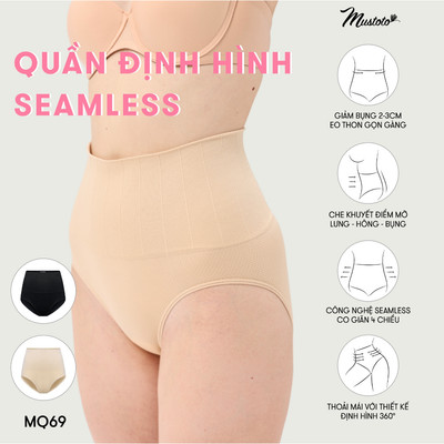 Quần Lót Nữ Mustoto Seamless Gen Bụng Định Hình Cạp Cao Ôm Bụng Không Đường May (MQ69)