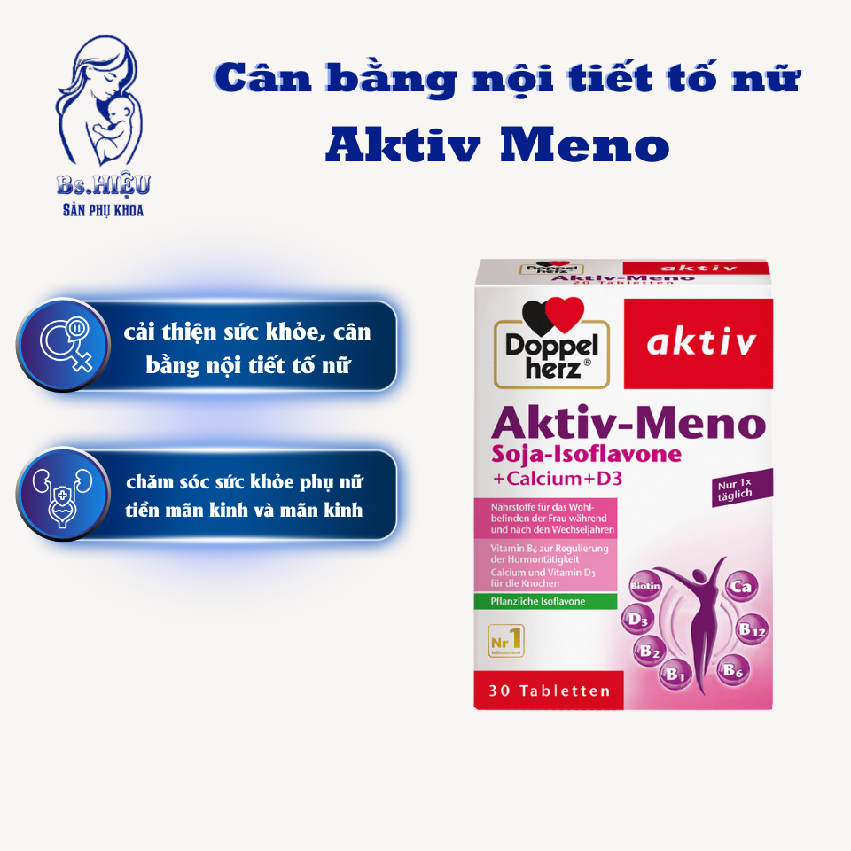 Viên uống Aktiv Meno cân bằng nội tiết tố nữ, giảm rối loạn tiền mãn kinh tăng sức khỏe