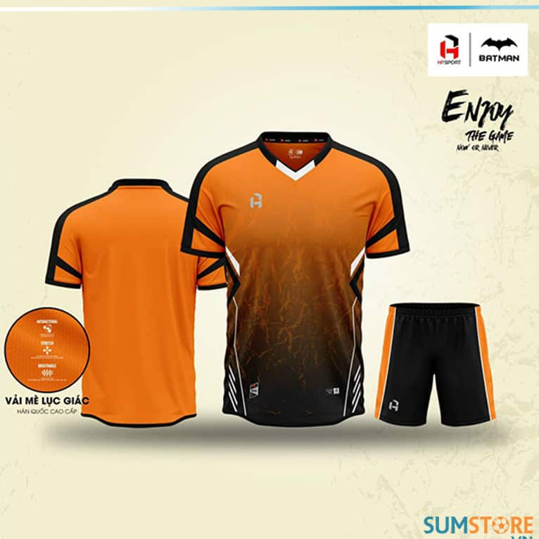 HP SPORT - Áo Bóng Đá Không Logo New Batman - Cam - Đồ Thể Thao Đá Banh Nam Nữ Cao Cấp Mới