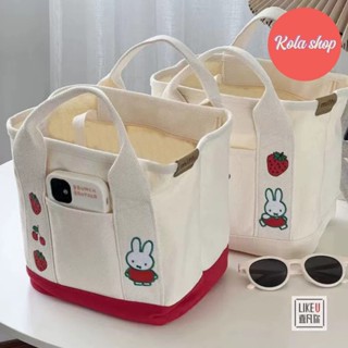 Túi xách bỉm sữa cho mẹ và bé vải canvas thêu hoạ tiết thỏ, túi xách nữ thời trang