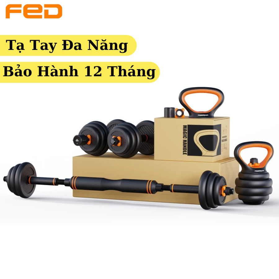 Bộ Tạ Đa Năng 10KG,20KG,30KG,40KG, Bộ Tạ Tay Chất Liệu Composite - FED-1302