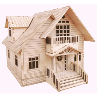 Nhà Gỗ 2 Tầng Kiểu Thái Kích Thước Lớn Đầy Đủ Chi Tiết, Đồ Chơi Lắp Ráp Mô Hình 3D Bằng Gỗ, Nhà Búp Bê