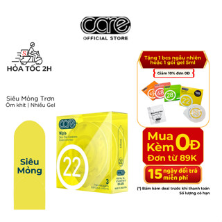 Bao Cao Su Siêu Mỏng CARE 22 Chân Thực Nhiều Gel Bôi Trơn Kéo Dài Thời Gian Hương Thơm Dịu Nhẹ