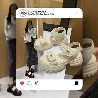 Sandal Nữ Quai Dán Đính Đá N128 Full Box, Dép Quai Hậu QCCC Đế Cao 5cm Hot Trend