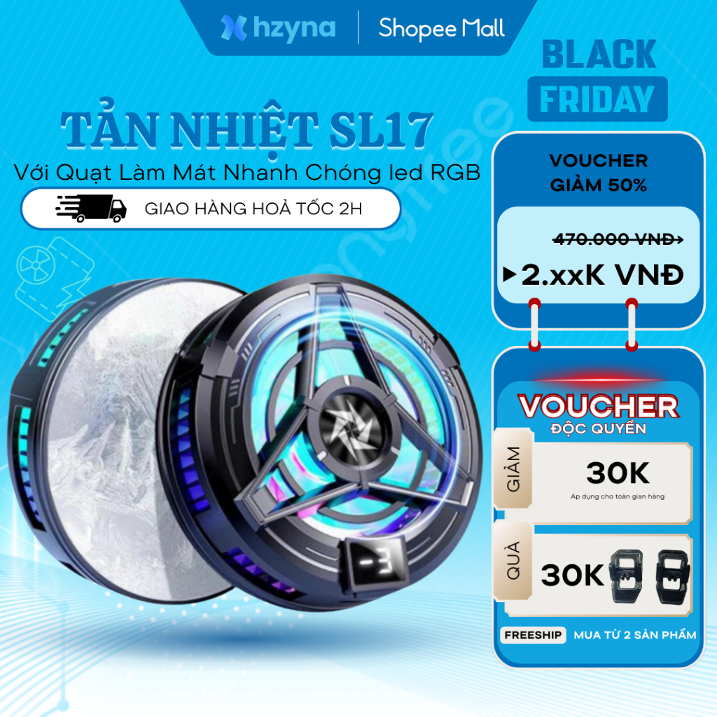 Sò lạnh SL17 quạt làm mát gaming Quạt tản nhiệt điện thoại làm mát điện thoại và iPad dùng cho mọi thiết bị - HZYNA