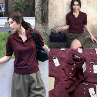 007 Áo Polo Cổ Bẻ Nữ Đỏ Mận - Chất Liệu Dệt Kim Cao Cấp, Form Đẹp, Thoáng Mát, Phối Đồ Dễ Dàng, Phù Hợp Đi Làm Hàng Xuất
