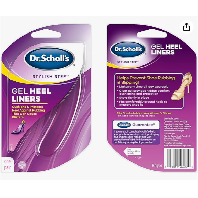 Miếng lót gót chân dạng gel Dr.scholl's cho nữ, chính hãng từ Mỹ | Dr.scholls gel Heel liners