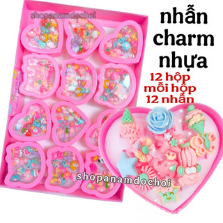 Khay 12 hộp nhẫn mặt charm siêu đẹp cho bé