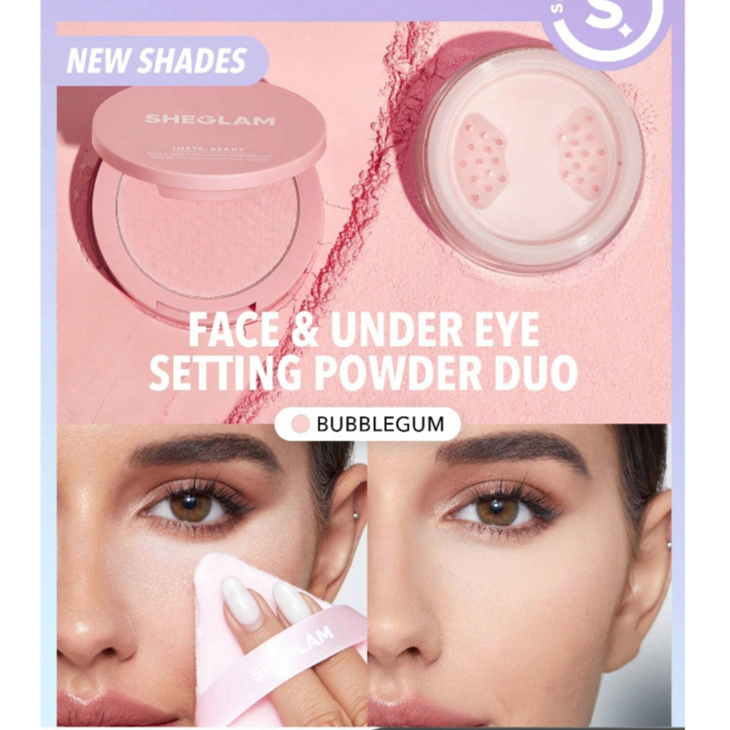 Phấn phủ kiềm dầu Sheglam Bubblegum, phấn phủ bột và phấn nén