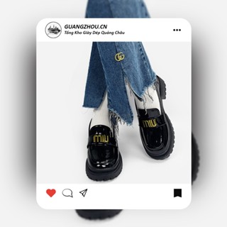 [Tặng Tất] Giày Loafer Nữ Miu Miu N302 Da Bóng QCCC Hot Trend, Giày Lười Nữ Đế Eva Siêu Nhẹ Cao 7cm