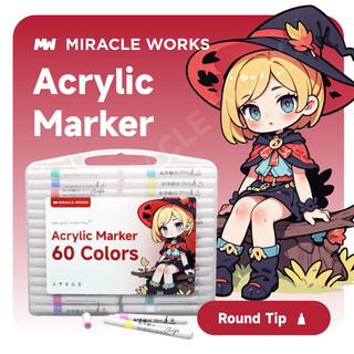  Miracle Works Bút Màu Acrylic Marker 12 24 36 48 60 màu  Tăng Thêm 90% Mực  Mũ bút có số Màu Tô Trên Mọi Chất Liệu 
