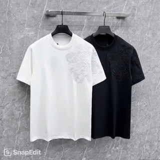 Áo phông unisex nam nữ Philipp thêu hổ vai ,   form rộng tay lỡ new 2025   Menswear Cổ Tròn Cotton