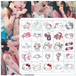 Sỉ 4 sét 100 tấm hình xăm,Hình xăm tạm thời Hello Kitty ,Nhãn dán mặt không độc hại dễ thương chống thấm nc(tặng túi mù)